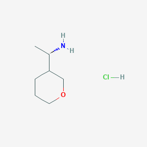 molecular formula C7H16ClNO B13053998 (1S)-1-(Tetrahydro-2H-pyran-3-YL)ethan-1-amine hcl 