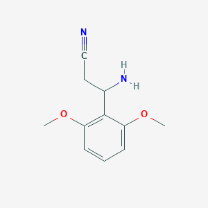 molecular formula C11H14N2O2 B13054016 3-Amino-3-(2,6-dimethoxyphenyl)propanenitrile 