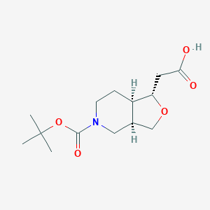 molecular formula C14H23NO5 B13054041 2-[(1S,3aR,7aR)-5-[(2-methylpropan-2-yl)oxycarbonyl]-3,3a,4,6,7,7a-hexahydro-1H-furo[3,4-c]pyridin-1-yl]acetic acid CAS No. 2177266-09-8