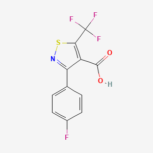 molecular formula C11H5F4NO2S B13054214 3-(4-Fluorophenyl)-5-(trifluoromethyl)isothiazole-4-carboxylic acid 