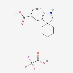 molecular formula C16H18F3NO4 B13054220 Spiro[cyclohexane-1,3'-indoline]-5'-carboxylicacid trifluoroacetate 