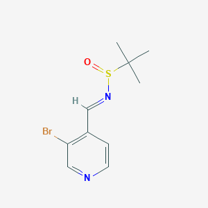 molecular formula C10H13BrN2OS B13054359 (NE)-N-[(3-bromopyridin-4-yl)methylidene]-2-methylpropane-2-sulfinamide 