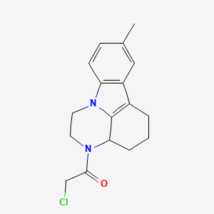 molecular formula C17H19ClN2O B1305437 2-Chloro-1-(8-methyl-1,2,3a,4,5,6-hexahydro-pyrazino[3,2,1-jk]carbazol-3-yl)-ethanone CAS No. 28742-49-6