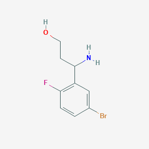 molecular formula C9H11BrFNO B13054507 3-Amino-3-(5-bromo-2-fluorophenyl)propan-1-ol 