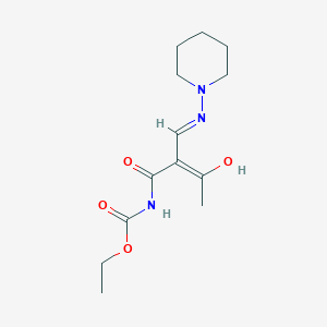 molecular formula C13H21N3O4 B13054517 ethyl N-[2-acetyl-3-(piperidinoamino)acryloyl]carbamate 