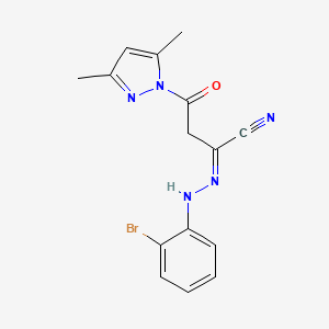 (E)-N-(2-bromophenyl)-2-(3,5-dimethyl-1H-pyrazol-1-yl)-2-oxoethanecarbohydrazonoylcyanide