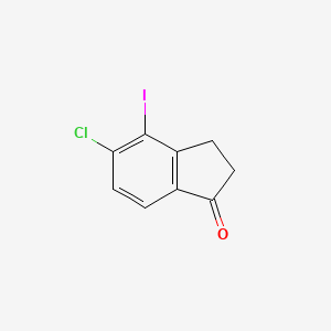 molecular formula C9H6ClIO B13054601 5-chloro-4-iodo-2,3-dihydro-1H-inden-1-one 