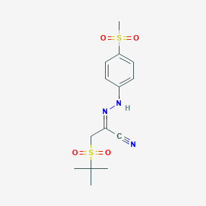 (E)-N-(4-methanesulfonylphenyl)-1-(2-methylpropane-2-sulfonyl)methanecarbohydrazonoylcyanide