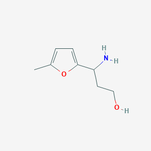 molecular formula C8H13NO2 B13054654 3-Amino-3-(5-methylfuran-2-yl)propan-1-ol 