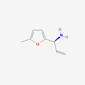 molecular formula C8H11NO B13054692 (1S)-1-(5-Methyl(2-furyl))prop-2-enylamine 