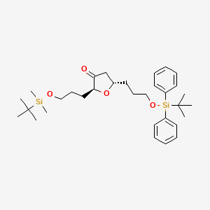 molecular formula C32H50O4Si2 B13054708 (2S,5S)-2-(3-((Tert-butyldimethylsilyl)oxy)propyl)-5-(3-((tert-butyldiphenylsilyl)oxy)propyl)dihydrofuran-3(2H)-one 