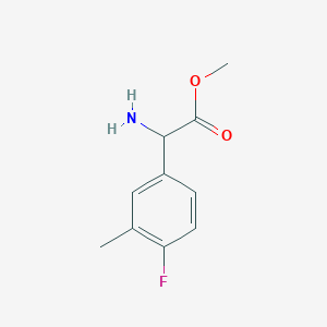 molecular formula C10H12FNO2 B13054737 Methyl 2-amino-2-(4-fluoro-3-methylphenyl)acetate 