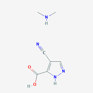 molecular formula C7H10N4O2 B13054812 4-cyano-1H-pyrazole-5-carboxylic acid; dimethylamine 