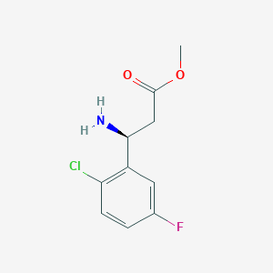 molecular formula C10H11ClFNO2 B13054977 Methyl(S)-3-amino-3-(2-chloro-5-fluorophenyl)propanoatehcl 