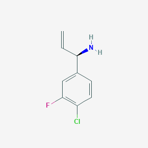 molecular formula C9H9ClFN B13055049 (1R)-1-(4-Chloro-3-fluorophenyl)prop-2-enylamine 