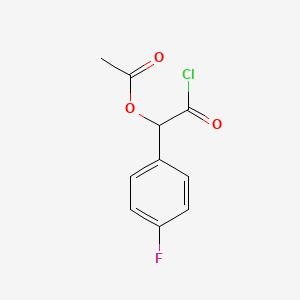 molecular formula C10H8ClFO3 B13055063 2-Chloro-1-(4-fluorophenyl)-2-oxoethyl acetate 