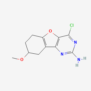 molecular formula C11H12ClN3O2 B13055200 4-Chloro-8-methoxy-6,7,8,9-tetrahydrobenzofuro[3,2-D]pyrimidin-2-amine 