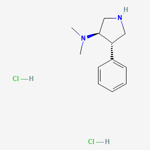 molecular formula C12H20Cl2N2 B13055238 trans-N,N-Dimethyl-4-phenylpyrrolidin-3-amine 2hcl 