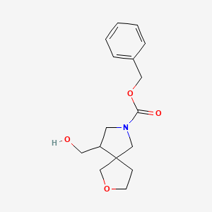 molecular formula C16H21NO4 B13055358 Benzyl 9-(hydroxymethyl)-2-oxa-7-azaspiro[4.4]nonane-7-carboxylate 