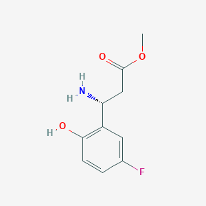 molecular formula C10H12FNO3 B13055475 Methyl(R)-3-amino-3-(5-fluoro-2-hydroxyphenyl)propanoatehcl 