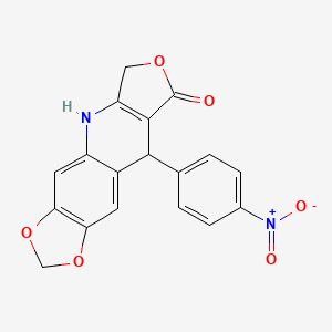 molecular formula C18H12N2O6 B13055486 8-(4-Nitrophenyl)-5,12,14-trioxa-2-azatetracyclo[7.7.0.0^{3,7}.0^{11,15}]hexadeca-1(9),3(7),10,15-tetraen-6-one CAS No. 7243-16-5