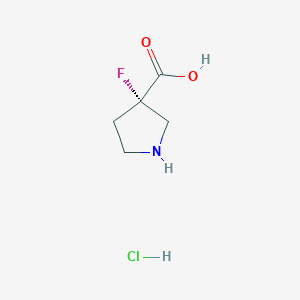 molecular formula C5H9ClFNO2 B13055488 (S)-3-Fluoropyrrolidine-3-carboxylic acid hcl 