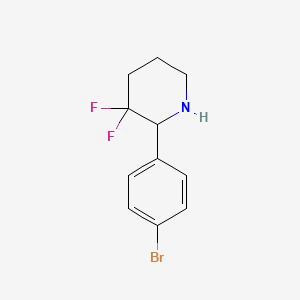 molecular formula C11H12BrF2N B13055495 2-(4-Bromophenyl)-3,3-difluoropiperidine 