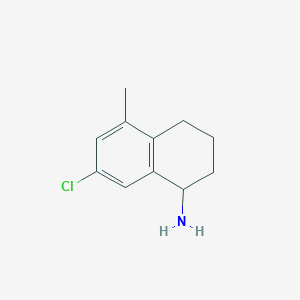 molecular formula C11H14ClN B13055509 7-Chloro-5-methyl-1,2,3,4-tetrahydronaphthalen-1-amine 