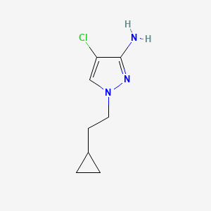 molecular formula C8H12ClN3 B13055525 4-Chloro-1-(2-cyclopropylethyl)-1H-pyrazol-3-amine 