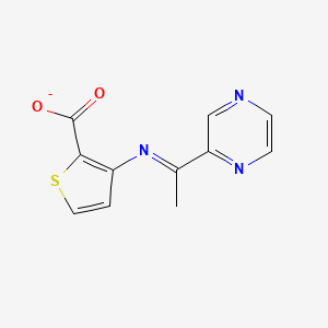 molecular formula C11H8N3O2S- B13055551 (E)-[1-(pyrazin-2-yl)ethylidene]aminothiophene-2-carboxylate 