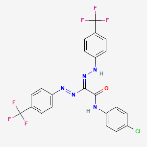 molecular formula C22H14ClF6N5O B13055561 N-(4-chlorophenyl)-1-[(E,Z)-N'-{[4-(trifluoromethyl)phenyl]amino}-N-{[4-(trifluoromethyl)phenyl]imino}carbamimidoyl]formamide 