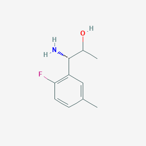 molecular formula C10H14FNO B13055562 (1S)-1-Amino-1-(2-fluoro-5-methylphenyl)propan-2-OL 