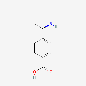 molecular formula C10H13NO2 B13055616 (R)-4-(1-(Methylamino)ethyl)benzoicacidhcl 