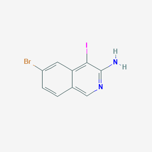 molecular formula C9H6BrIN2 B13055629 6-Bromo-4-iodoisoquinolin-3-amine 