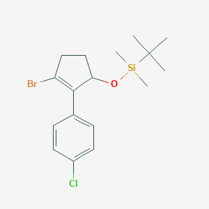 molecular formula C17H24BrClOSi B13055632 ((3-Bromo-2-(4-chlorophenyl)cyclopent-2-EN-1-YL)oxy)(tert-butyl)dimethylsilane 