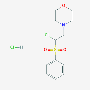 molecular formula C12H17Cl2NO3S B13055675 4-[2-(Benzenesulfonyl)-2-chloroethyl]morpholinehydrochloride 