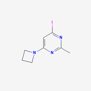 molecular formula C8H10IN3 B13055687 4-(Azetidin-1-YL)-6-iodo-2-methylpyrimidine 