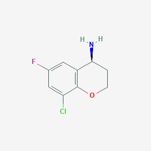 molecular formula C9H9ClFNO B13055698 (S)-8-Chloro-6-fluorochroman-4-amine 