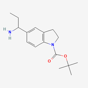 molecular formula C16H24N2O2 B13055712 Tert-butyl 5-(1-aminopropyl)indoline-1-carboxylate 