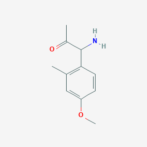 molecular formula C11H15NO2 B13055735 1-Amino-1-(4-methoxy-2-methylphenyl)acetone 