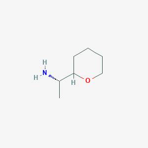 molecular formula C7H15NO B13055933 (1S)-1-(Tetrahydro-2H-pyran-2-YL)ethan-1-amine 