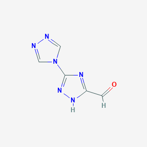 molecular formula C5H4N6O B13055953 3-(1,2,4-triazol-4-yl)-1H-1,2,4-triazole-5-carbaldehyde 