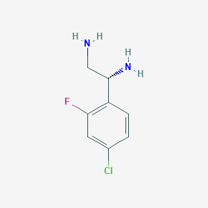 molecular formula C8H10ClFN2 B13056003 (1R)-1-(4-Chloro-2-fluoro-phenyl)ethane-1,2-diamine 