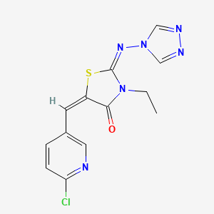 (2E,5E)-5-[(6-chloropyridin-3-yl)methylidene]-3-ethyl-2-(1,2,4-triazol-4-ylimino)-1,3-thiazolidin-4-one