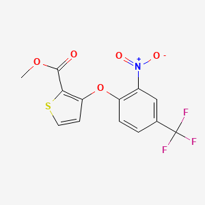 molecular formula C13H8F3NO5S B1305606 Methyl 3-[2-nitro-4-(trifluoromethyl)phenoxy]thiophene-2-carboxylate CAS No. 91041-20-2
