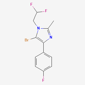 molecular formula C12H10BrF3N2 B13056120 5-Bromo-1-(2,2-difluoroethyl)-4-(4-fluorophenyl)-2-methyl-1H-imidazole 