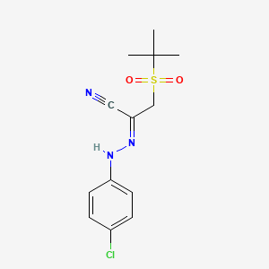 (E)-N-(4-chlorophenyl)-1-(2-methylpropane-2-sulfonyl)methanecarbohydrazonoylcyanide