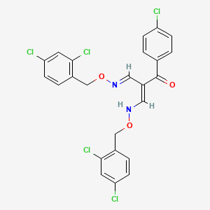 molecular formula C24H17Cl5N2O3 B13056194 (3E)-1-(4-chlorophenyl)-3-{[(2,4-dichlorophenyl)methoxy]imino}-2-[(1E)-{[(2,4-dichlorophenyl)methoxy]imino}methyl]prop-1-en-1-ol 