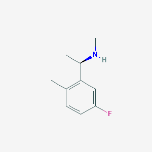 molecular formula C10H14FN B13056220 (R)-1-(5-Fluoro-2-methylphenyl)-N-methylethan-1-amine 