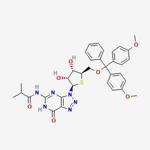 N-(3-((2R,3R,4S,5R)-5-((Bis(4-methoxyphenyl)(phenyl)methoxy)methyl)-3,4-dihydroxytetrahydrothiophen-2-YL)-7-oxo-6,7-dihydro-3H-[1,2,3]triazolo[4,5-D]pyrimidin-5-YL)isobutyramide